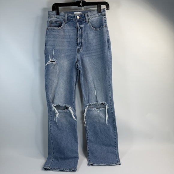 Cello Distressed Light Wash Button Fly Closure Wide Leg Jeans Size 7 - Picture 1 of 7